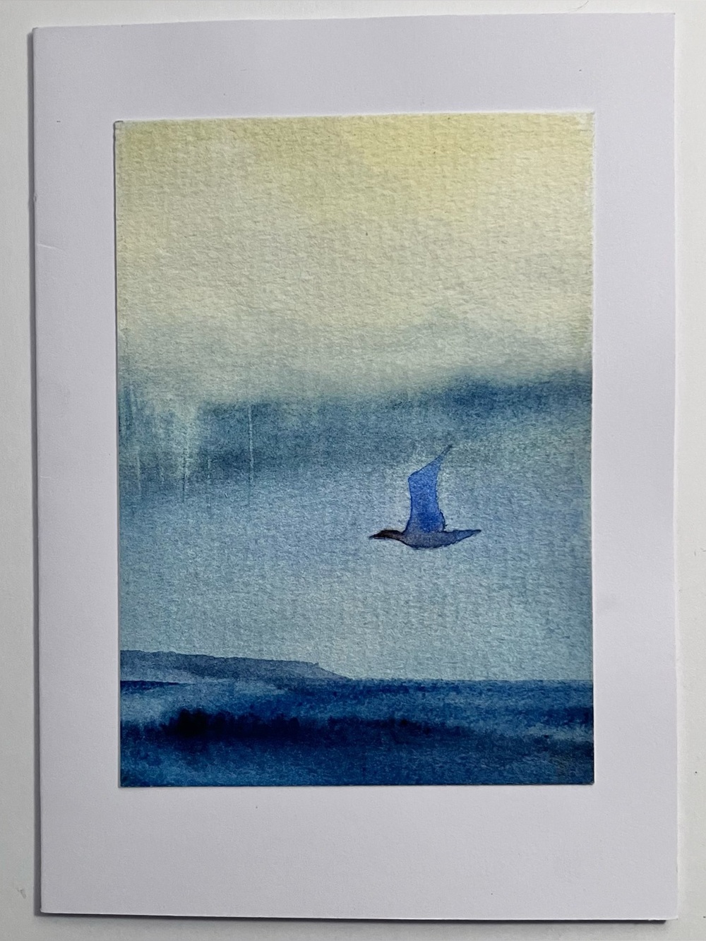 ORIGINAL WATERCOLOR by Allison Spreadborough / BIRD IN FLIGHT / 3.75 x 5.25 In. - Picture 2 of 7